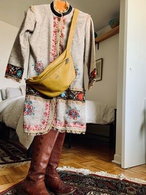 Vintage Folk Embroidered Military-esqe Tweed Band Leader Handmade Statement Coat